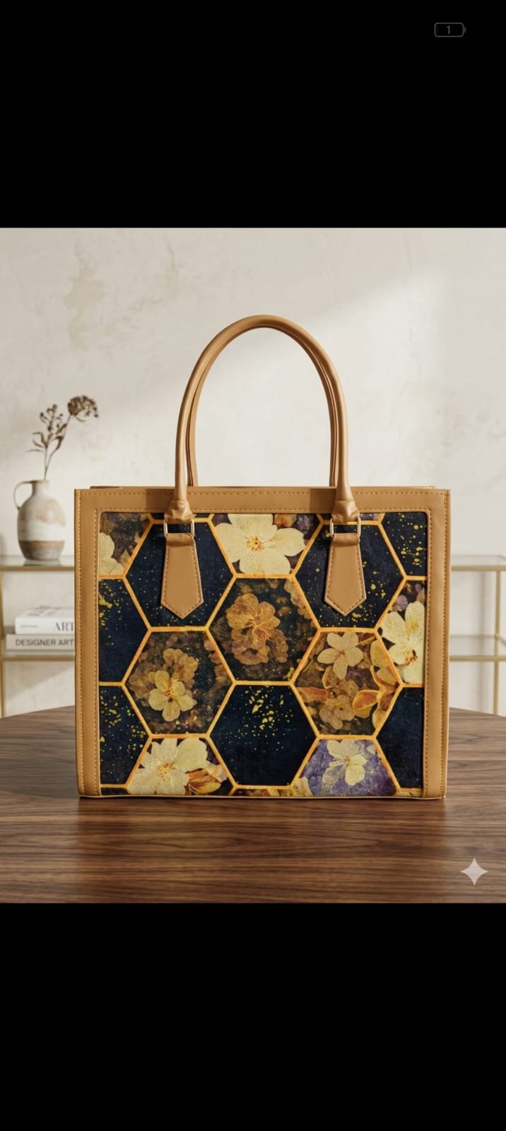 Mix Print Structured Top-Handle Tote Bag —   handbag by HandbagsAvenue
